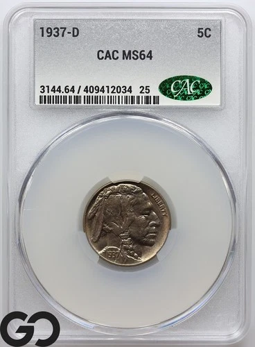 1937-D Buffalo Nickel CAC MS 64