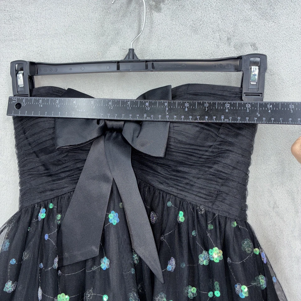 Jovani Beyond Dress Sz 4 Blk Tulle Sequin Straplessl Wedding Bow Babydoll Fairy - Image 4 of 4