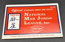 1992-93  National Mah Jongg League 55th year Official Standard Hands & Rules