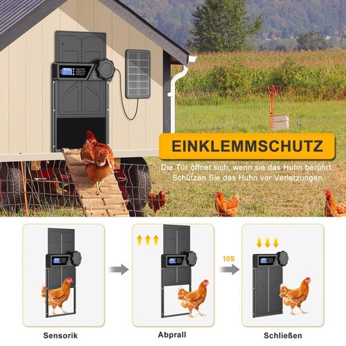 Alu Hühnerklappe Elektrisch Hühnertür Hühnerstalltür Automatische mit/ohne Solar - Bild 42 von 57