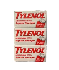 3 Tylenol Regular Strength Acetaminophen 100 Tablets Each (300 Total) EXP 1/2029