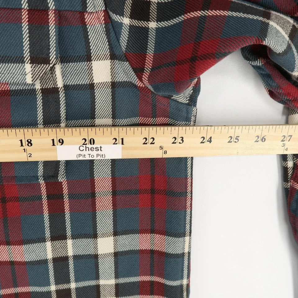 hornytoad Shirt Mens Large Green Red Plaid Flannel Long Sleeve Pockets Button Up - Image 3 of 4
