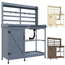 Outsunny Wooden Potting Bench with Storage, S...