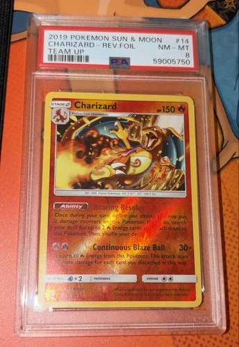 Charizard 14/181 S&M Team Up Reverse Holo PSA 8