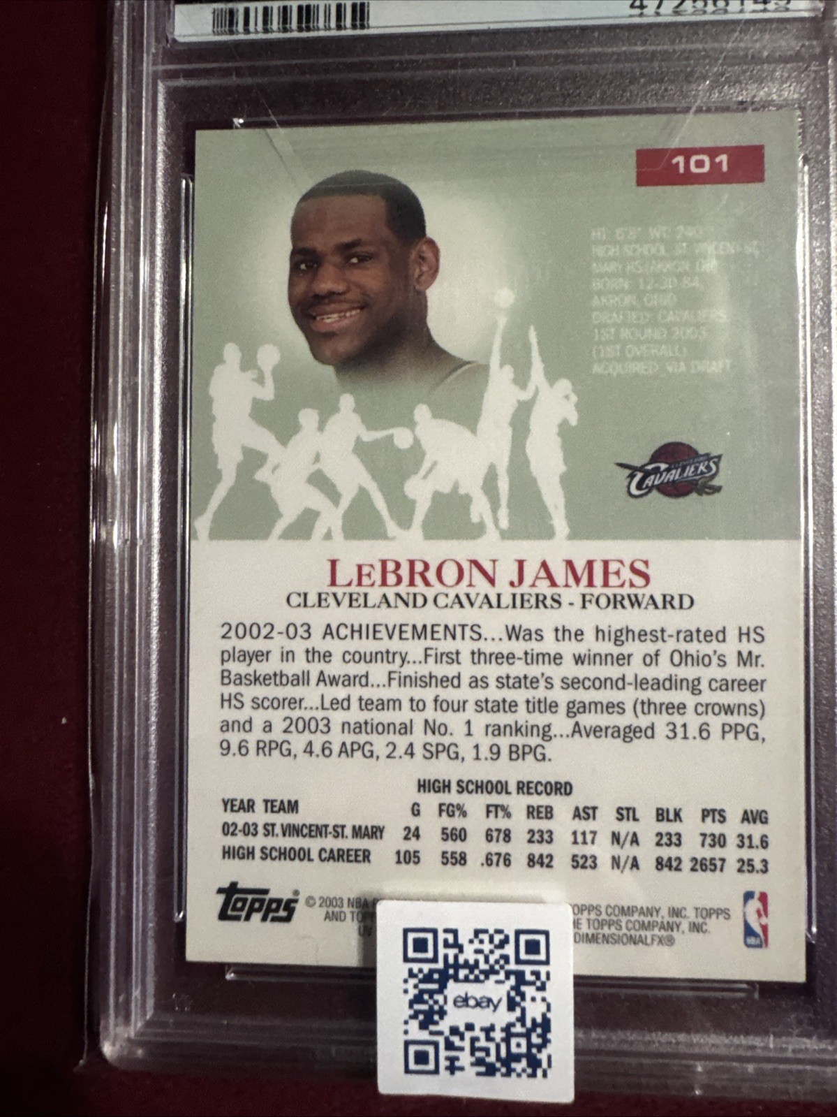 2003 Topps Pristine LeBron James #101 Rookie RC PSA 10 view 8