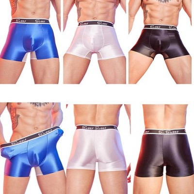 DE Herren Glänzende Slip Boxershorts Mit Bulge Beutel Seidenglanz Unterhose