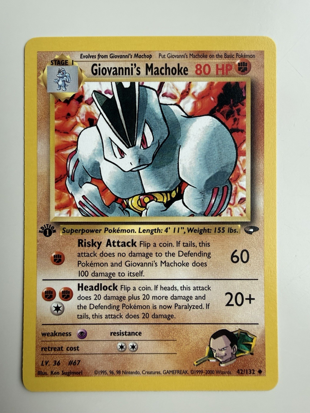 Giovanni's Machoke 42/132 Uncommon Gym Challenge Pokemon 1st Edition