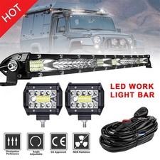 22inch 1200w Led Light Bar Combo 2x 4pods Offroad Wiring Kit For Jeep Suv