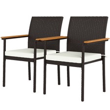 Powder-Coated Steel Dining Chair Set Stackable with Cushions 353lb Support
