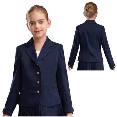 DE Mädchen Blazer Uniform Oberteil Button Down Jacke Blazerjacke Formelle Party