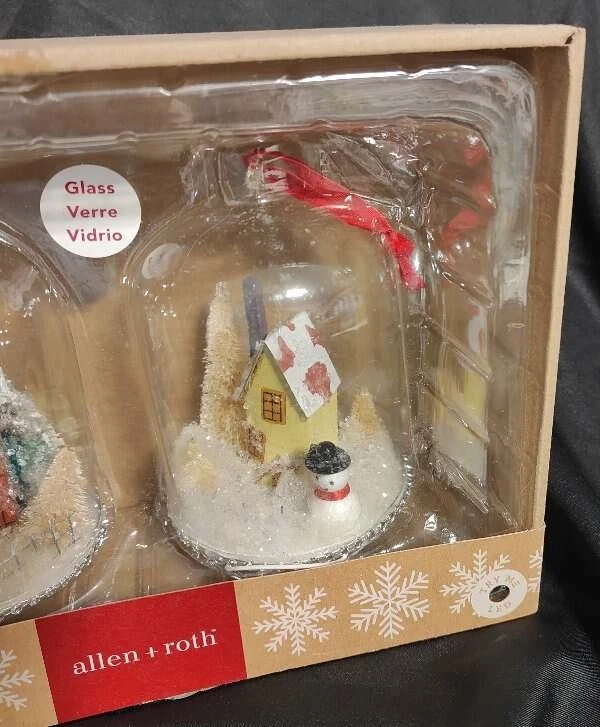 Allen + Roth Vidrio Árbol de Navidad Adornos Cúpula Grande Casa de Campo Muñeco de Nieve S Foto 4 de 4