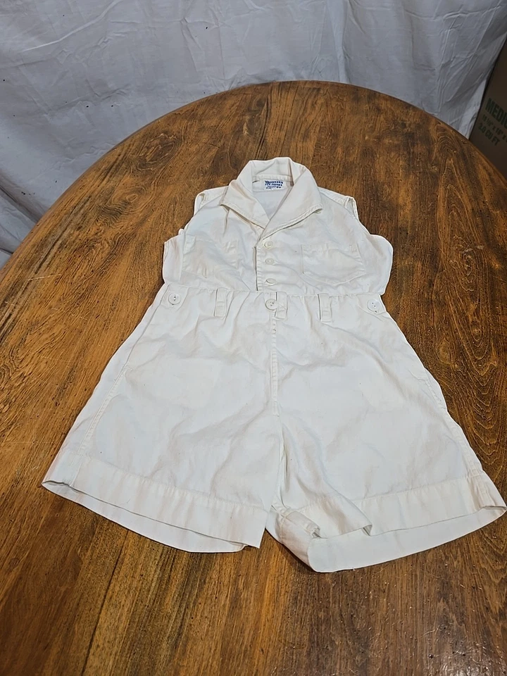 1920s Little Boys Pantalones Cortos de Algodón Blanco y Camisa Sin Mangas Conjunto Talla 4 Foto 4 de 4