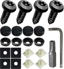 4 Set Black Anti Theft License Plate Screws Kits, Rust Proof Stainless Steel Lic