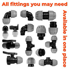 20 - 50 mm MDPE Compression Fitting Kit – Straight, Elbow, Tee, Stop Valve BSP