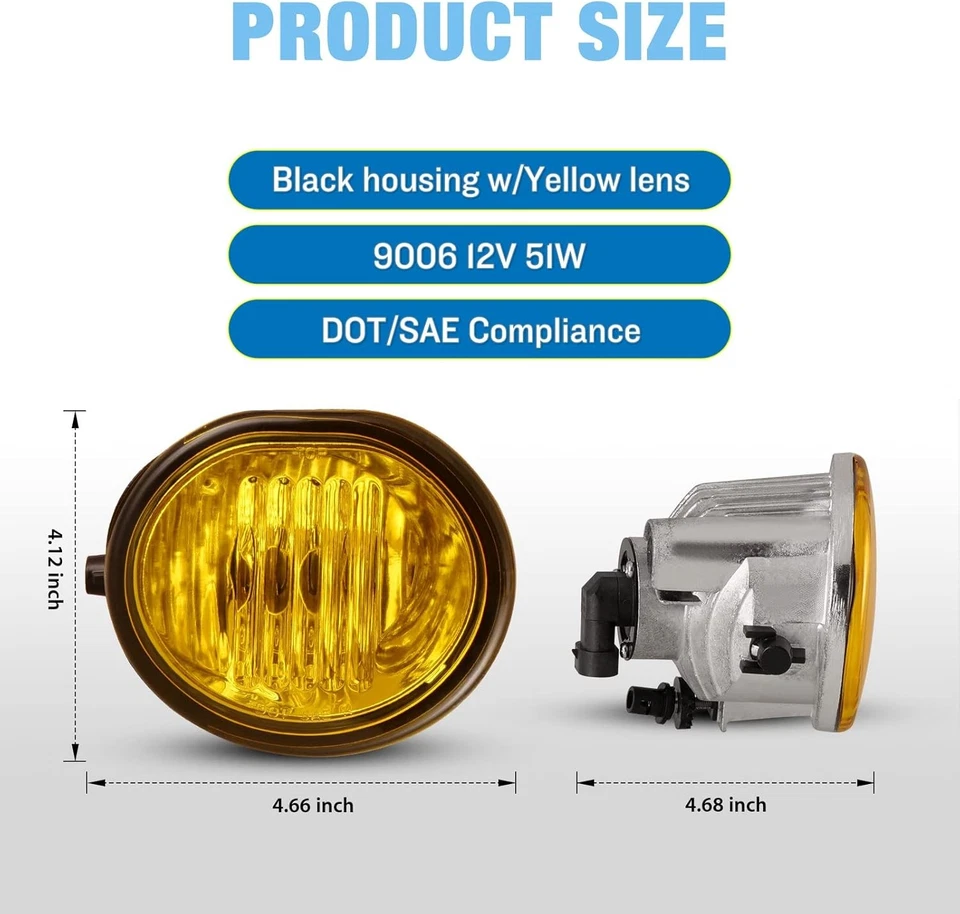 Luces antiniebla de lente amarillas de 2 piezas para faros de parachoques Toyota Matrix Pontiac Vibe 03-08 Foto 3 de 4