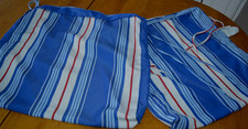 LL BEAN SUNBRELLA PILLOW COVERS 2 STRIPES BLUE RED WHITE  TIES 17" SQUARE VGC