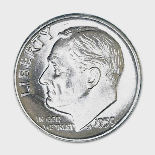 1959P Roosevelt Dime 90% SILVER Gem BU Brilliant Uncirculated Bright White Shiny