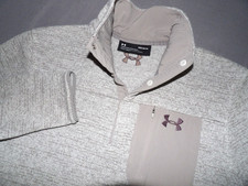 Under Armour Gray Knit Pull Over Collared Snap Fleece Jacket Men's Medium