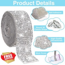 10 Rolls Silver Rhinestone Ribbon 10 Yard Self Adhesive Crystal Wrap DIY