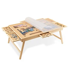Jumbl 1500-Piece Puzzle Board with Drawers, Foldable Legs & Cover