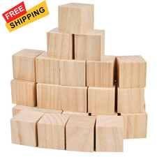 BUYGOO 30Pcs 2 inch Wooden Cubes Wood Blocks Unfinished for Crafts, Wood... 