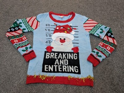 Weihnachtspullover festlicher Pullover - No Boundaries - Weihnachtsmann - Lametta - Junior Large