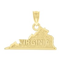 "Echter 10K Gelbgold Unisex 0.60\" Charm AnhäNger, Poliert, Virginia Karte Usa"
