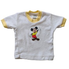 Vintage Mickey Mouse 70s 80s Top Baby Pant Ease Towel Terry 3D T Shirt 12 Months
