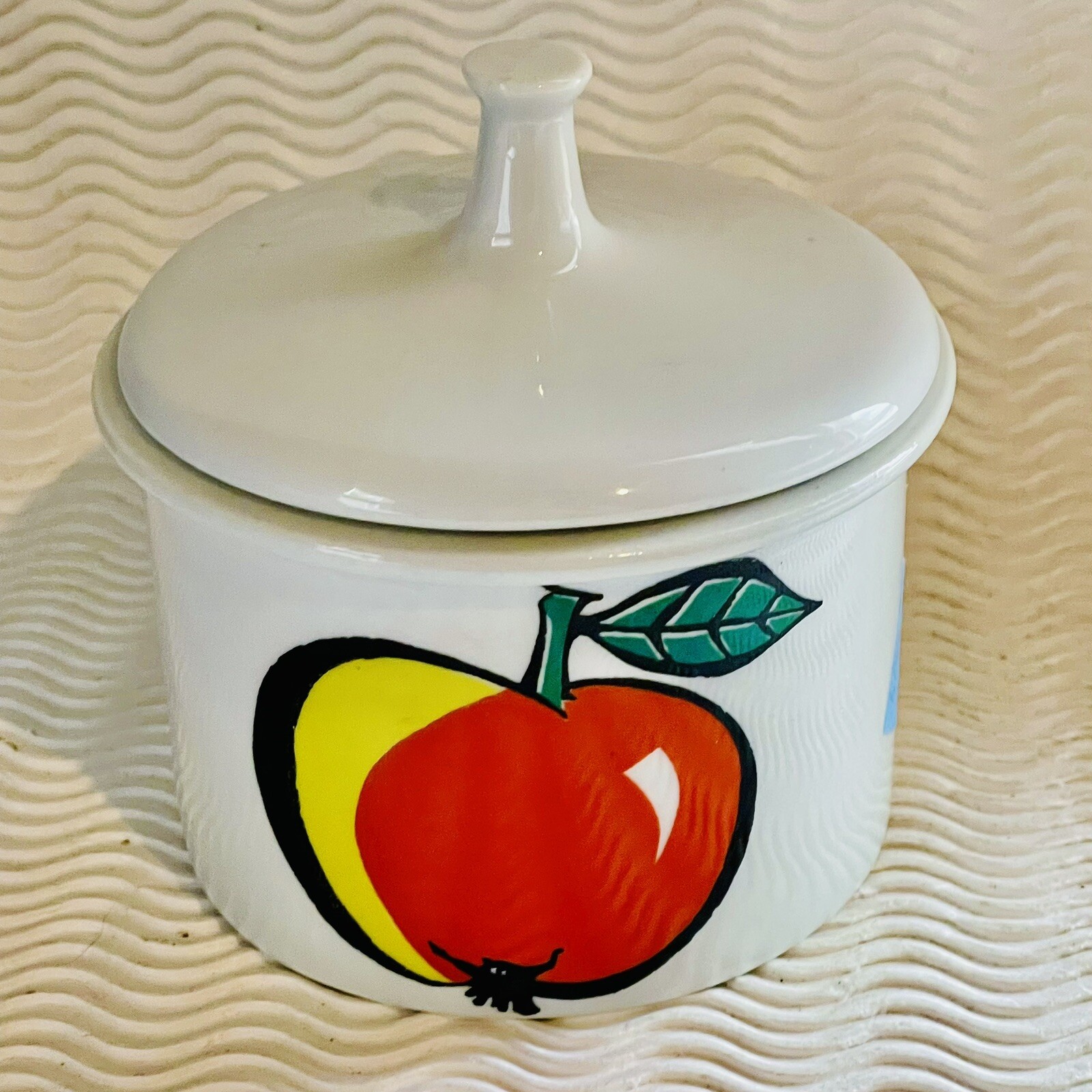 Vintage 1960's Arabia Pottery Pomona Apple Jam Jar / Condiment Crock with Lid
