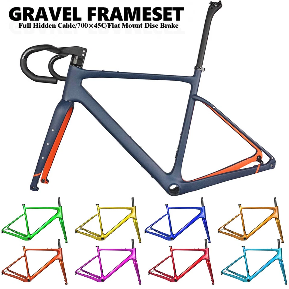 AIRWOLF 2023 T1100 Gravel Carbon Bike Frame Road Bicycle Frameset Disc Brake NEW