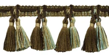 Double Tassel Fringe Trim, Style# TFV025, Color# VNT39 - Nest Brown [5 Yards]