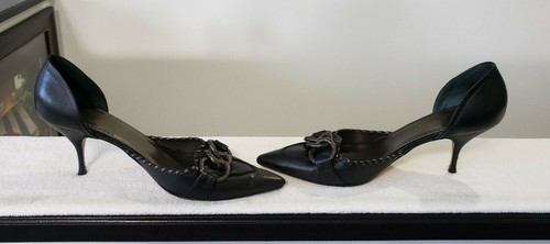 Isabella Fiore Black LeatherLinks Embroidered Whipstitching shoes - Picture 5 of 10