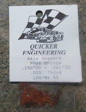 PACKAGE QUICKER ENGINEERING "NEW" AXLE SPACERS PHOS BRONZE .005" 100 