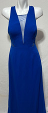 Adrianna Papell 10 Royal Blue Knit Crepe Long Dress Party Evening New NWT