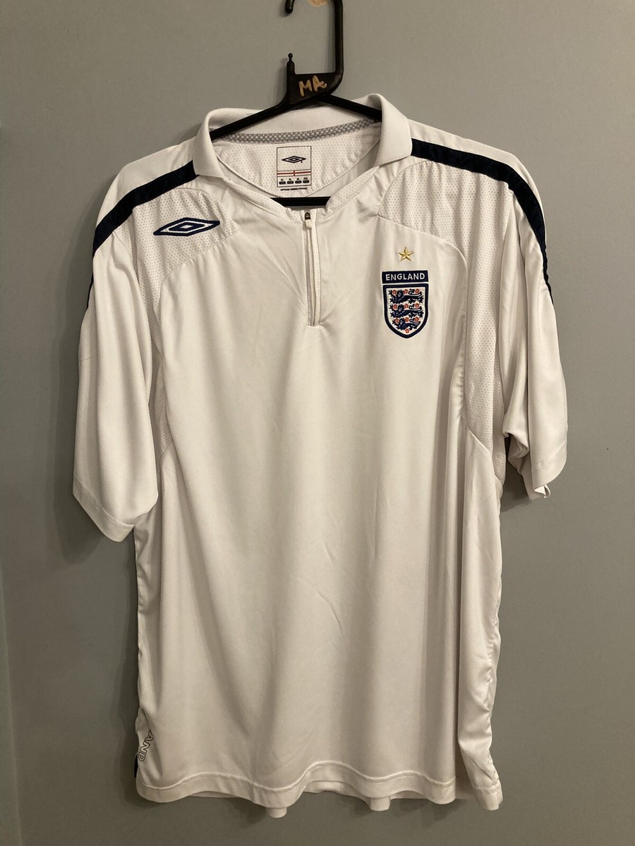 Men's White Retro Official England Football Kit Shirt By Umbro
