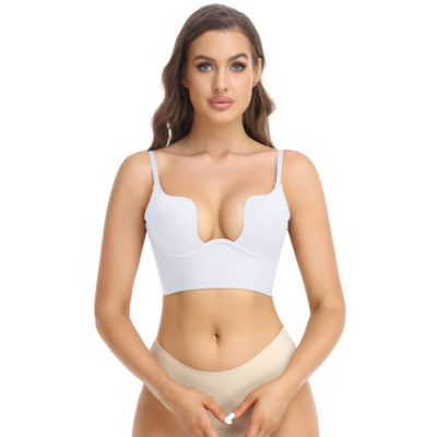 Push Up Bra Backless Women Bras Low Cut Sexy Plunge Open Back Wedding Invisible