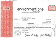 environment one corporation, new york, 1975 (500 shares) 