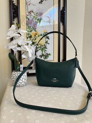 Coach Zip Top Shoulder Bag Emerald Green | eBay