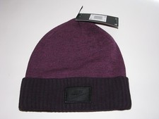 Nike NSW Women's Cuffed Beanie Tossle Winter Hat Cap Purple/Plum NEW 