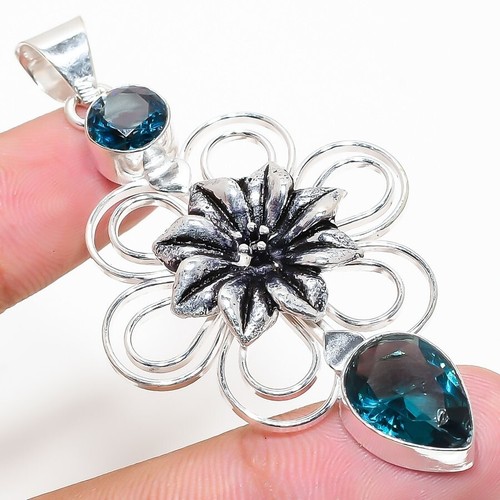 Pendentif En Argent 925 Avec Topaze - Bijou Fait Main, Réglable, Neuf Sans Emballage