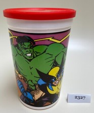 Taza y tapa coleccionables Marvel Real Heros Pizza Hut 1994 Wolverine Hulk Namor +