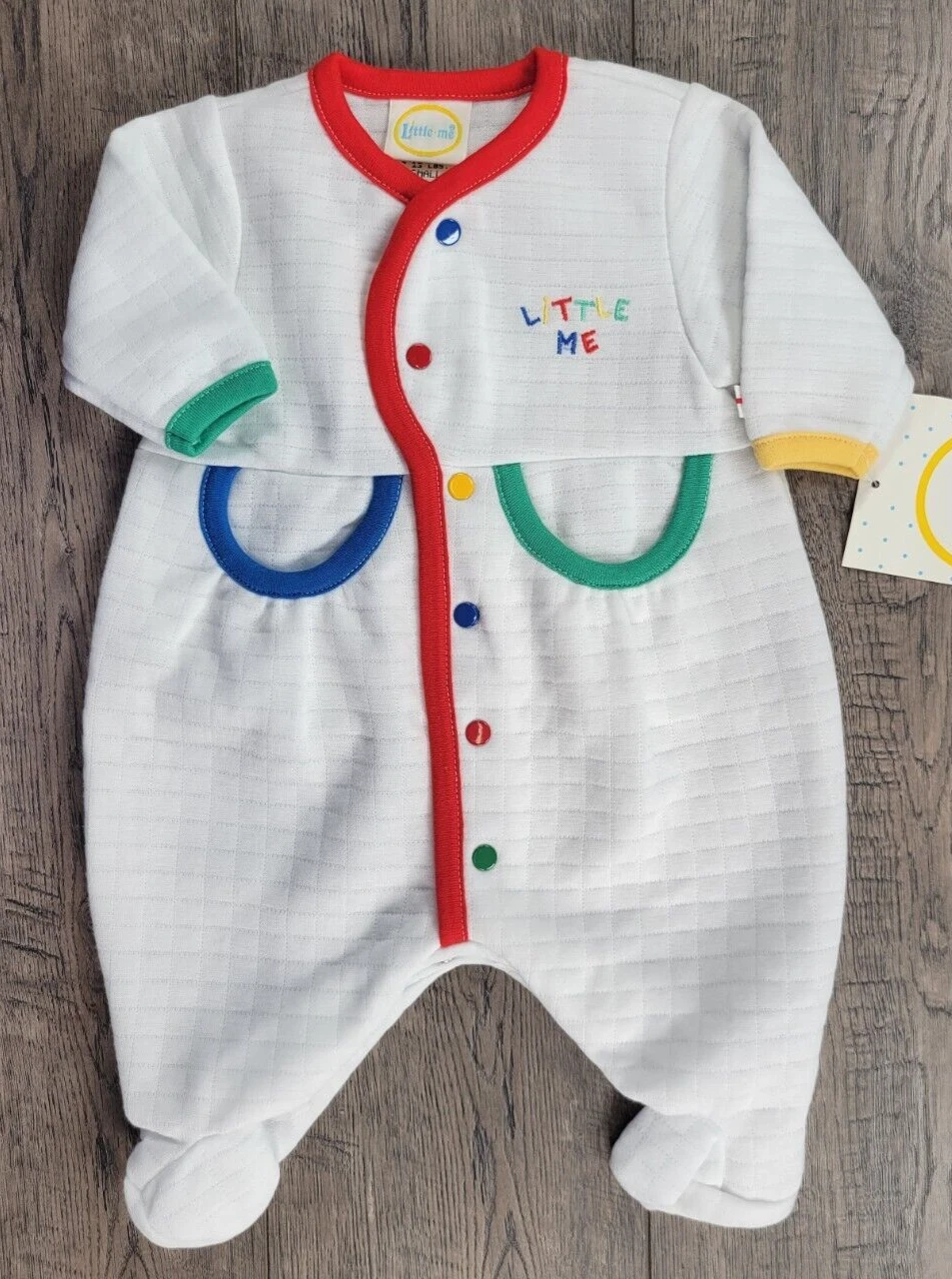 Baby Girl Boy Clothes New Vintage Little Me 0-3 Month Colorful Footed Outfit