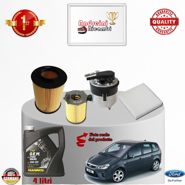 Inspektionskit Filter + ÖL ford C-Max I 1.6 Tdci 74KW 101CV Von 2008-> 2010-image