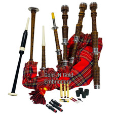 Brand New Scottish Bagpipe Full Set Silver Mounts/ with Tutor book And Hard Case
