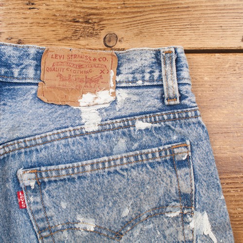 Vintage Levis 501 Jeans 31 x 33 USA Made 90s Acid Wash Straight Blue Red Tab - Bild 8 von 10