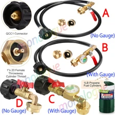 Propane Refill Adapter Hose QCC1 with ON-Off Control Valve for 1Lb To 20Lb Tank
