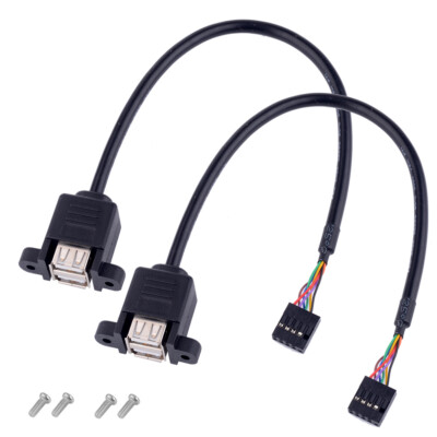 2 Stück 2 Port USB 2.0 Typ A  zu 9 Pin Header Kabel Adapter für Motherboard