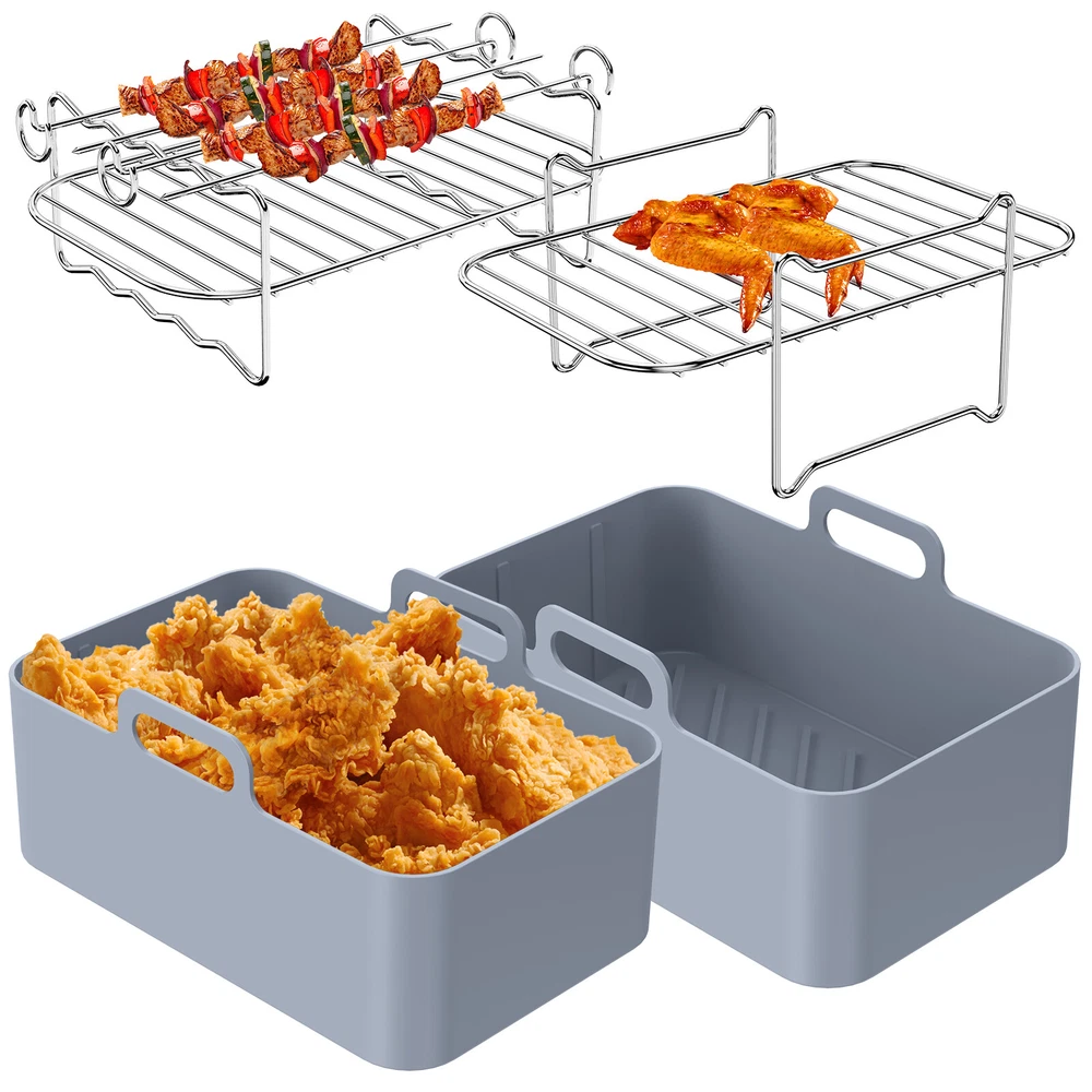 Air Fryer Accessories Set with Air Fryer Silicone Pot and Stainless Steel tefNM Air Fryer Accessories Set with Air Fryer Silicone Pot and Stainless Steel tefNM