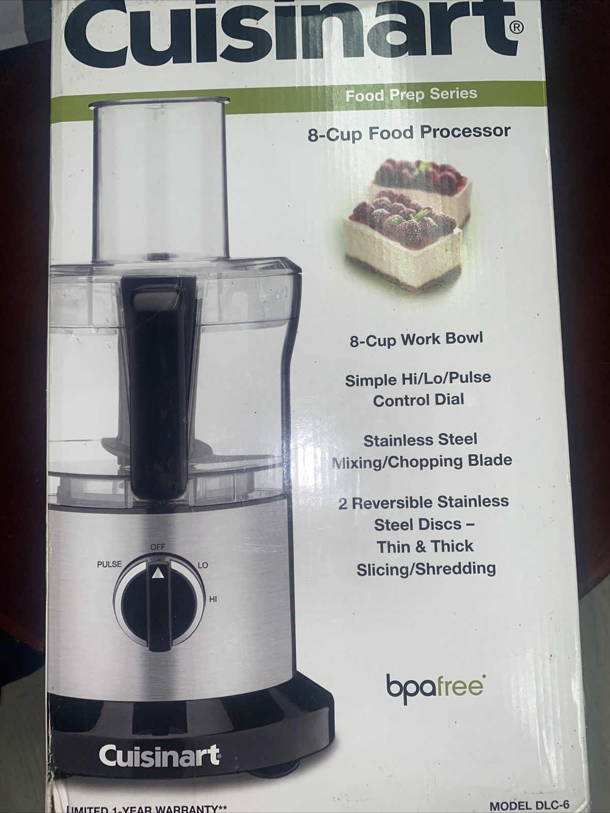 Cuisinart 8-Cup Food Processor Model DLC-6 Food Prep Series Stainless & Black