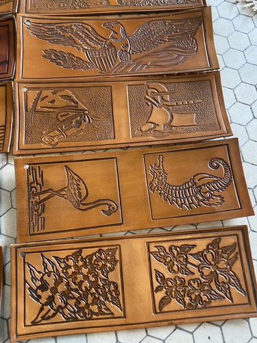 24 Vintage HAND TOOLED leather wallet Samples HORSE WESTERN cowboy BIFOLD brown - Picture 6 of 14